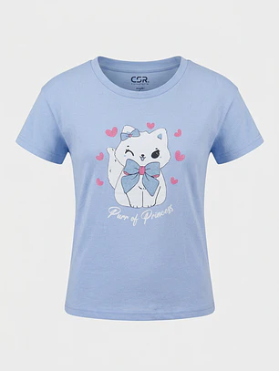 Pijama Corto Cat Mujer Celeste