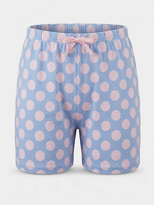 Pijama Corto Cat Mujer Celeste