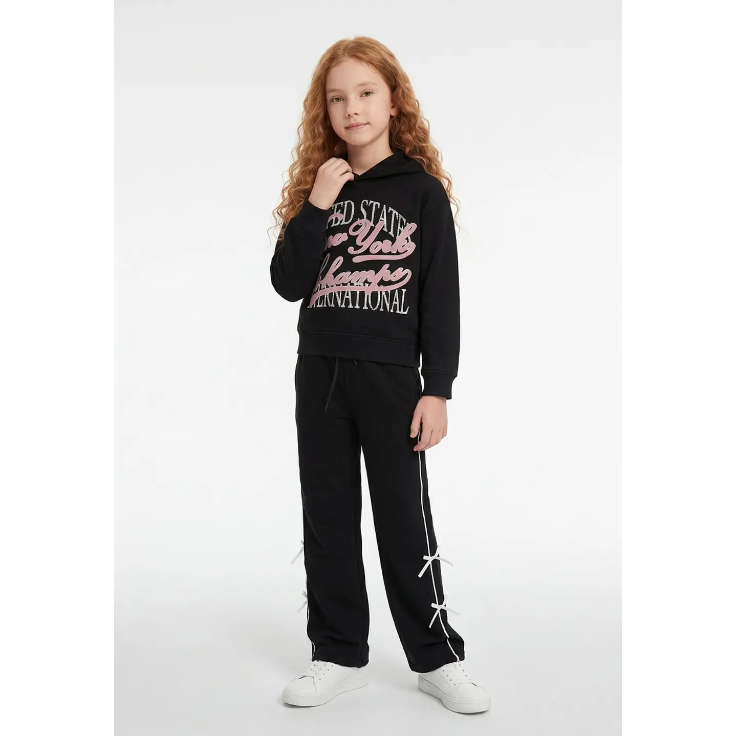 Buzo Lazos Wide Leg Niña Negro 4