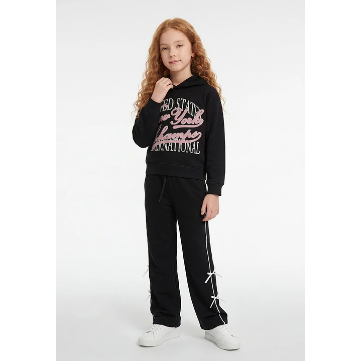 Buzo Lazos Wide Leg Niña Negro 4