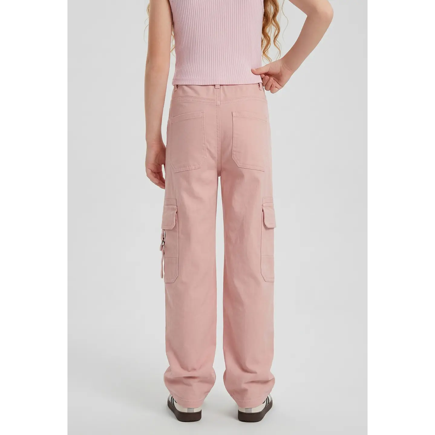 Pantalón Cargo Argollas Wide Leg Niña Damasco 2