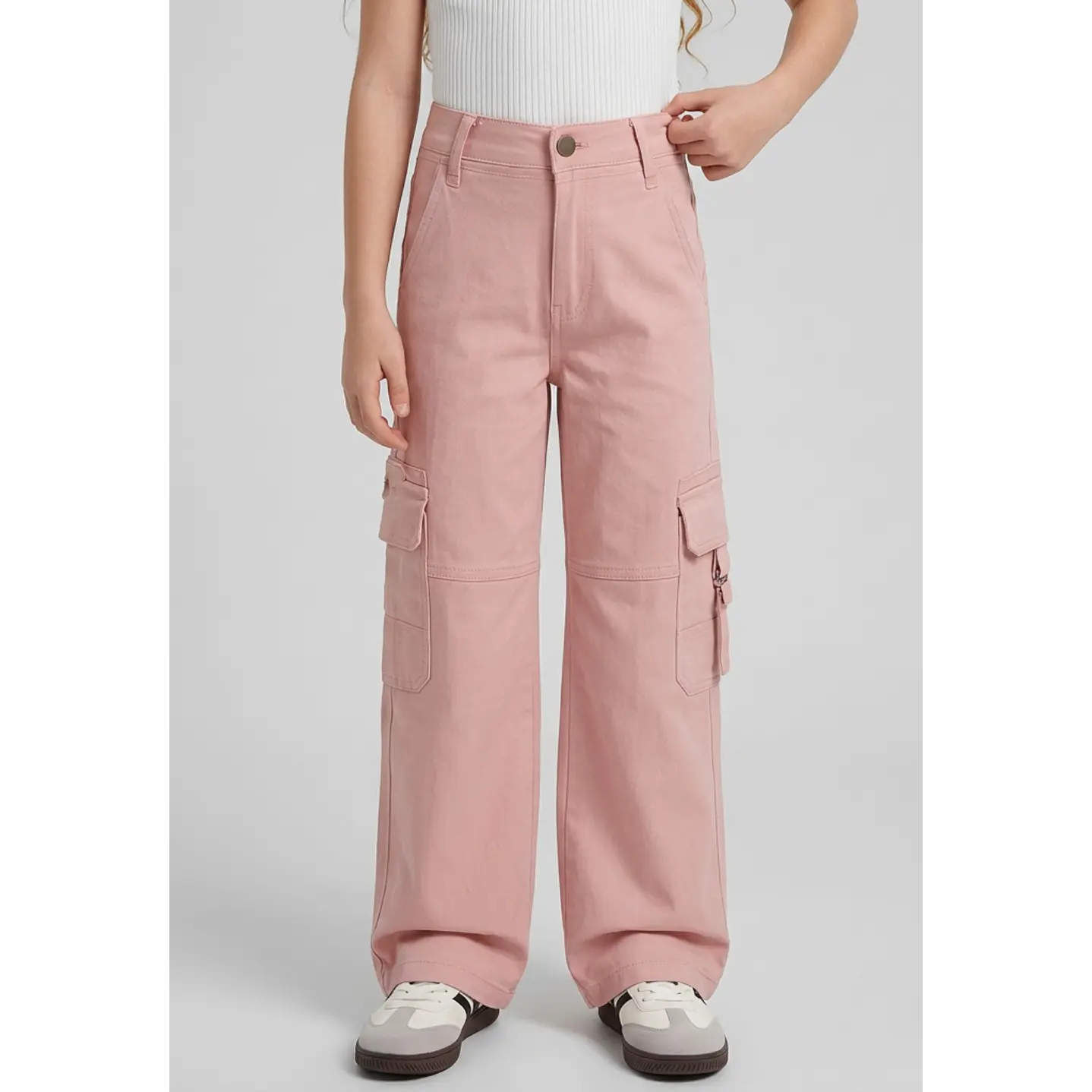Pantalón Cargo Argollas Wide Leg Niña Damasco 1