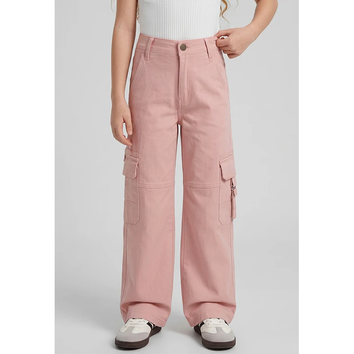 Pantalón Cargo Argollas Wide Leg Niña Damasco 1