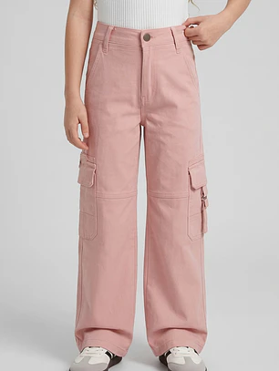 Pantalón Cargo Argollas Wide Leg Niña Damasco