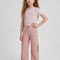 Pantalón Cargo Argollas Wide Leg Niña Damasco - Miniatura 4