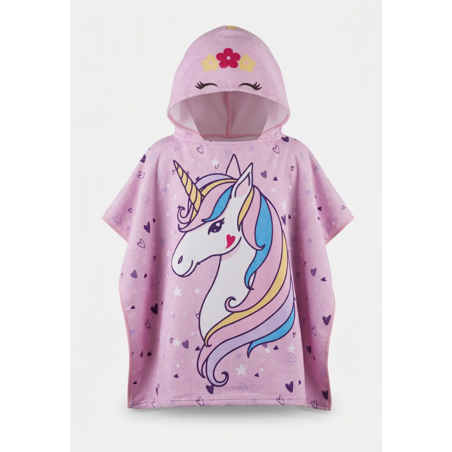Toalla Con Gorro Unicornio NIña Rosado 1