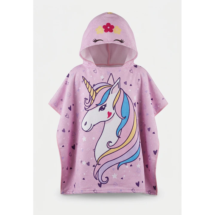 Toalla Con Gorro Unicornio NIña Rosado 1