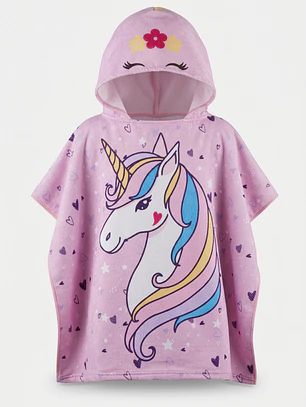 Toalla Con Gorro Unicornio NIña Rosado