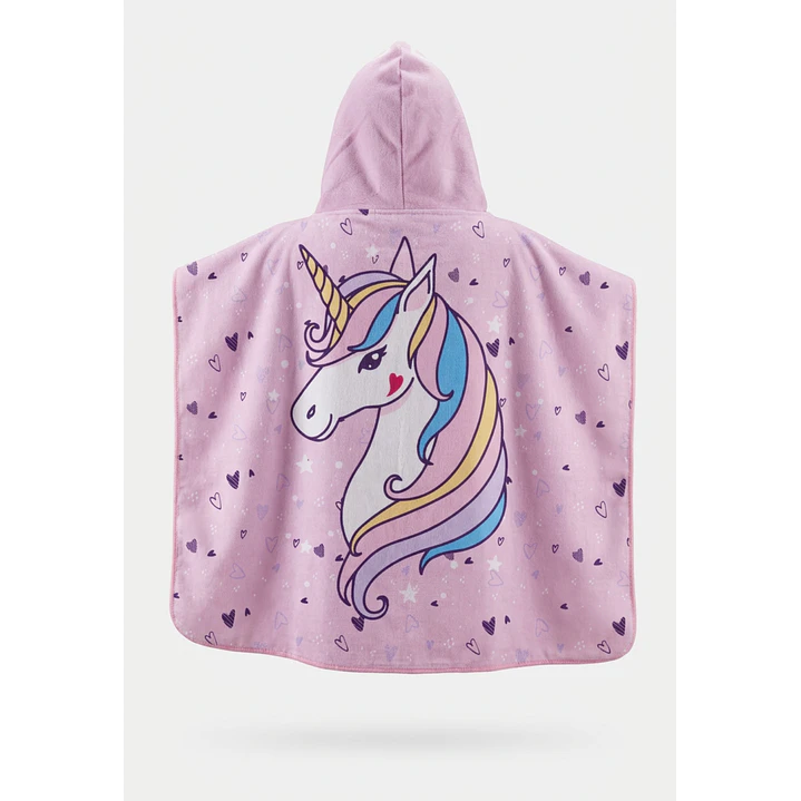 Toalla Con Gorro Unicornio NIña Rosado 2