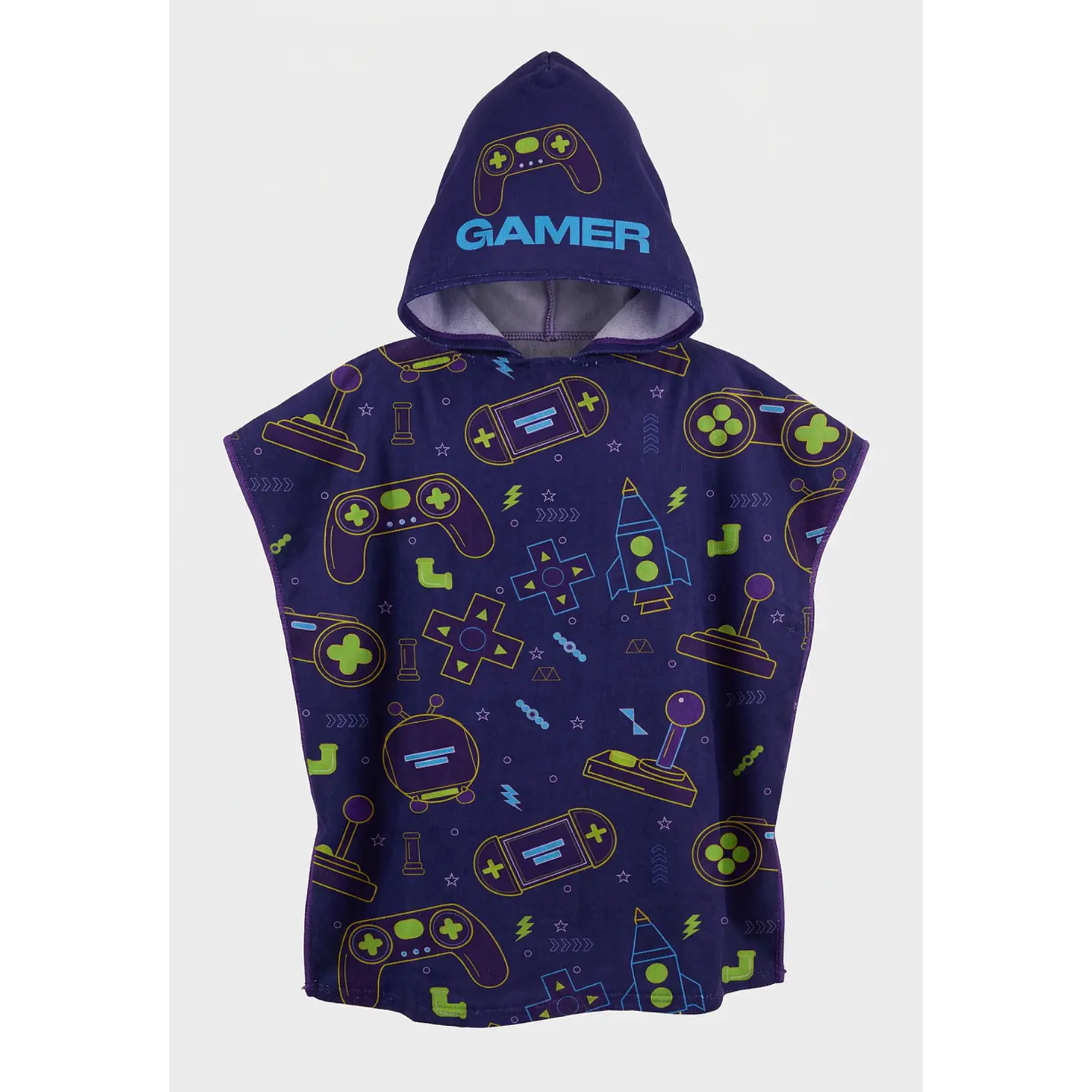 Toalla Con Gorro Gamer Niño Azul 1