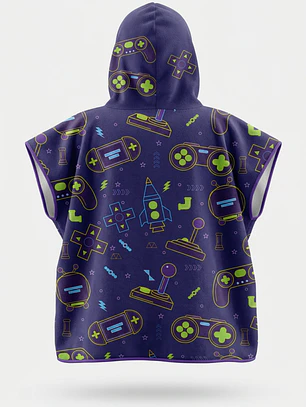 Toalla Con Gorro Gamer Niño Azul