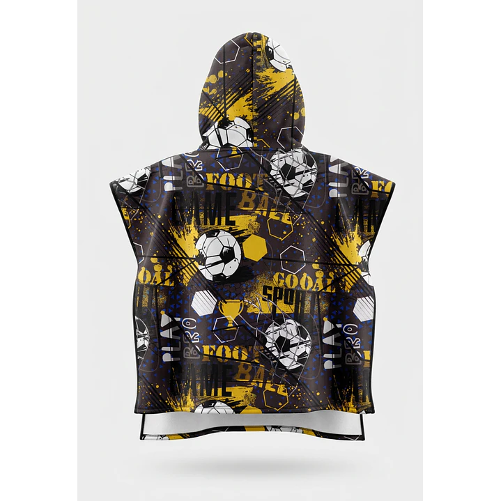 Toalla Con Gorro Futbol Niño Negro 2