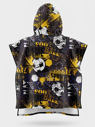 Toalla Con Gorro Futbol Niño Negro