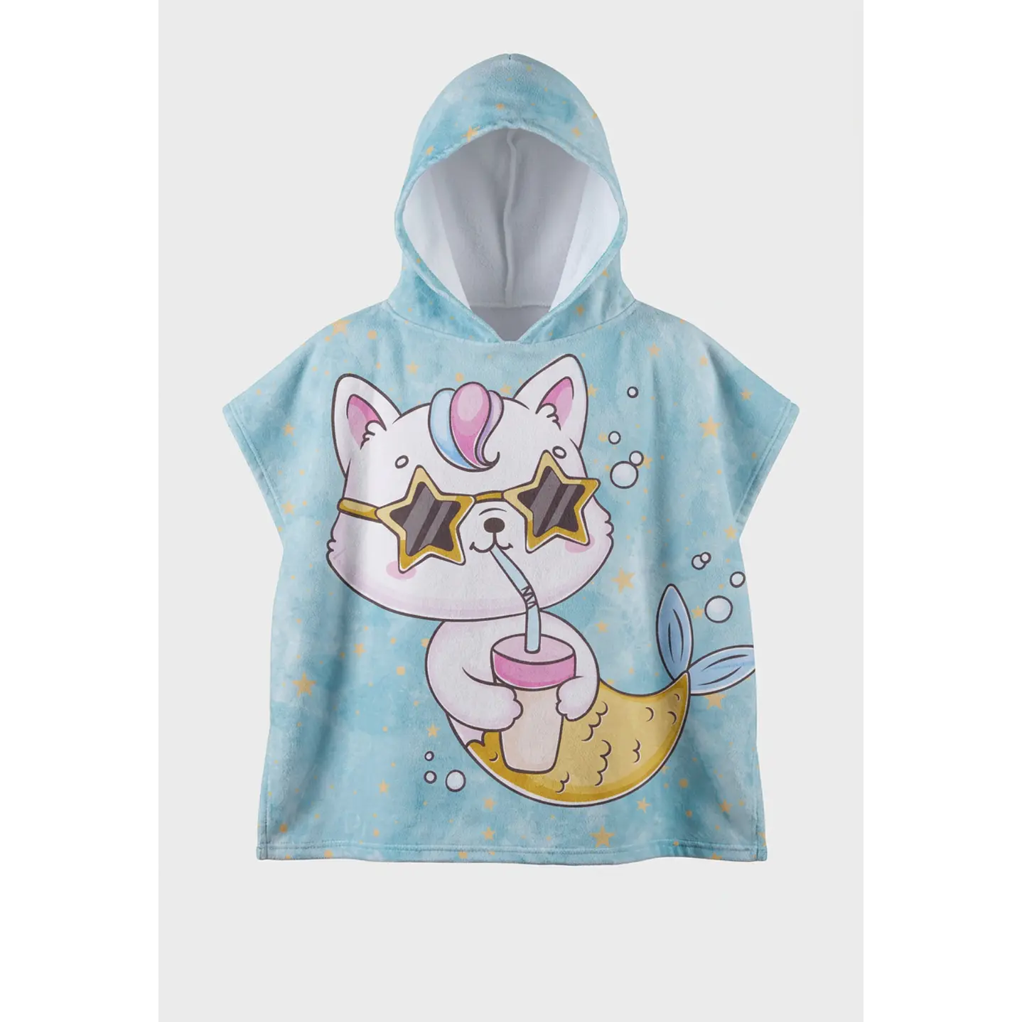 Toalla Con Gorro Gato Niña Turquesa 1