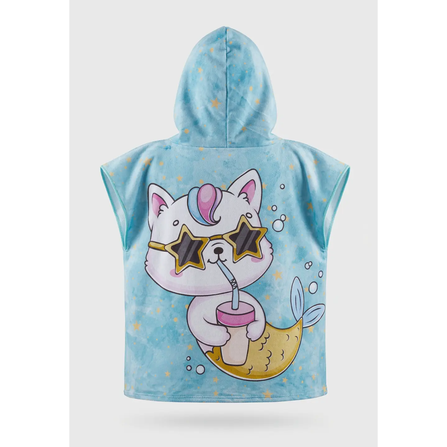 Toalla Con Gorro Gato Niña Turquesa 2