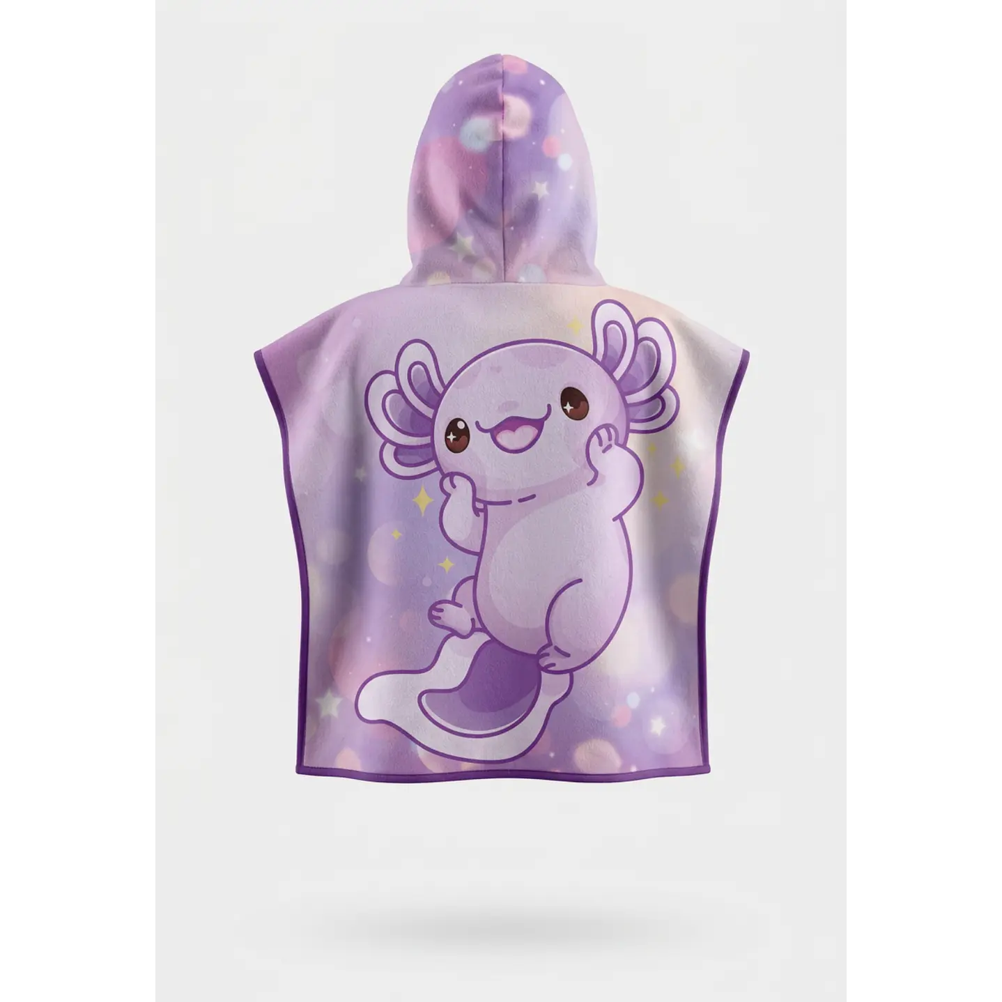 Toalla Con Gorro Ajolote Niña Morado 2
