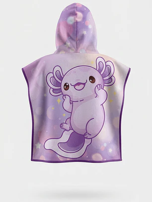 Toalla Con Gorro Ajolote Niña Morado