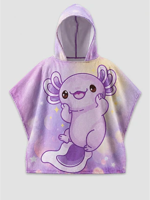 Toalla Con Gorro Ajolote Niña Morado