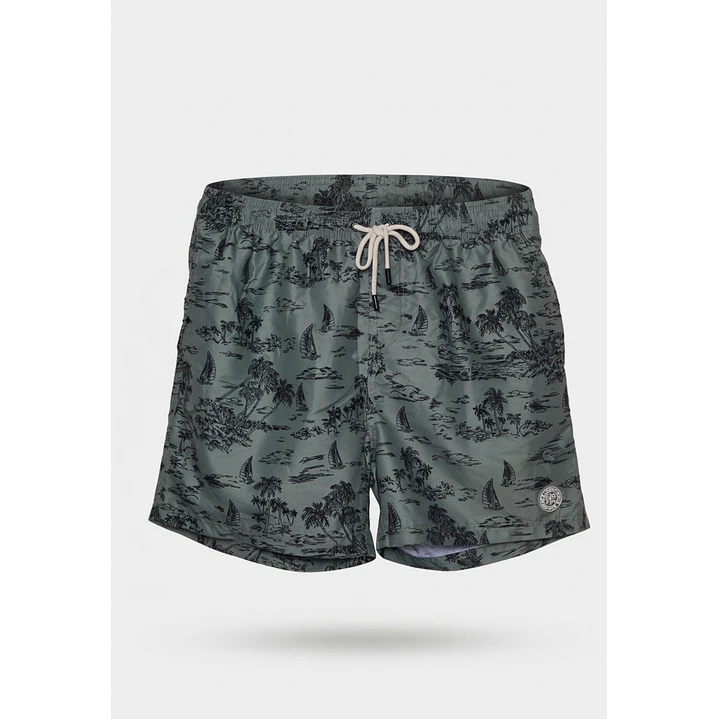 Traje De Baño Palmeras Hombre Verde 1