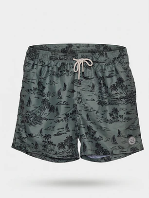 Traje De Baño Palmeras Hombre Verde