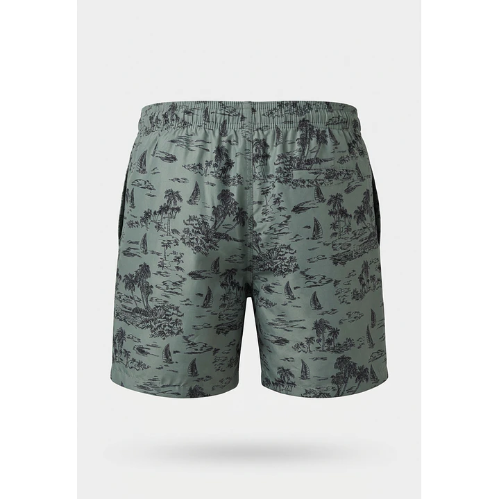 Traje De Baño Palmeras Hombre Verde 2