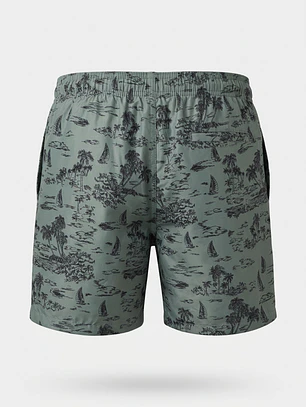 Traje De Baño Palmeras Hombre Verde