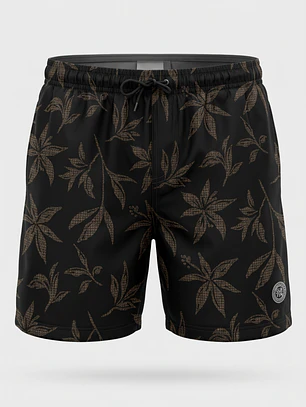Traje De Baño Palmeras Hombre Negro
