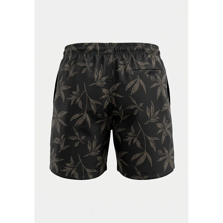 Traje De Baño Palmeras Hombre Negro 2