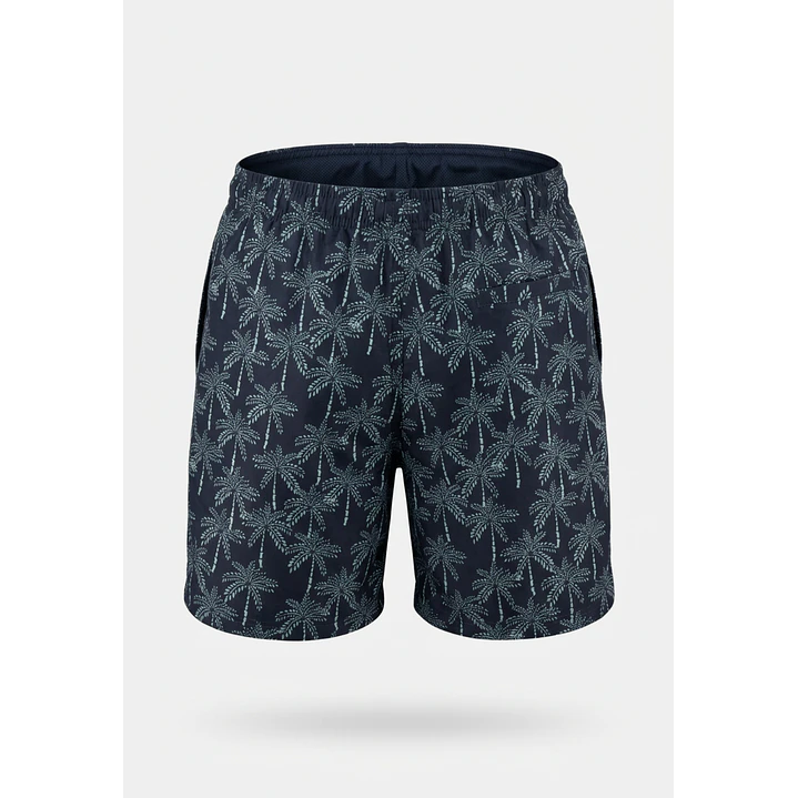 Traje De Baño Palmeras Hombre Azul 2