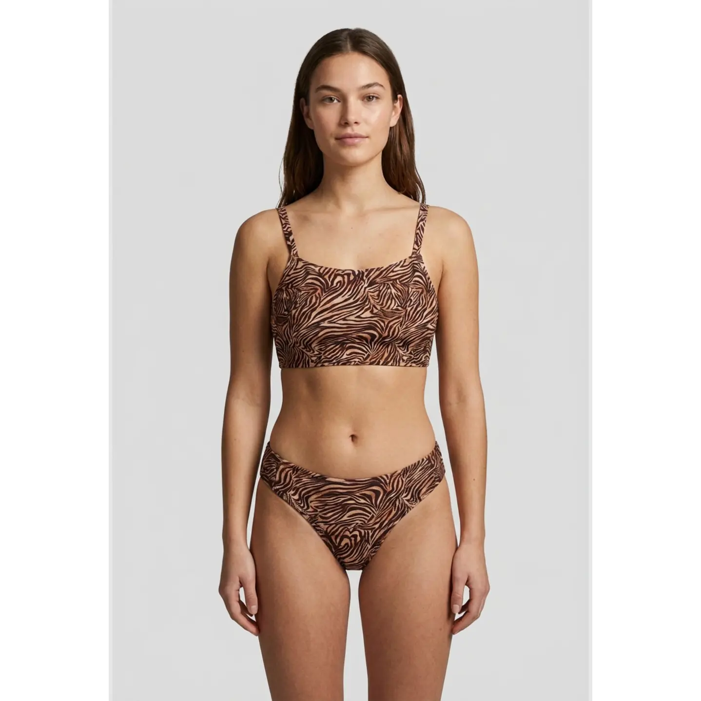 Traje De Baño 2 Piezas Mujer Café 1