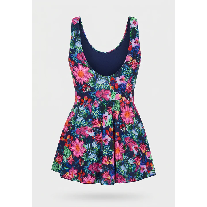 Traje De Baño Floral Mujer Azul  2