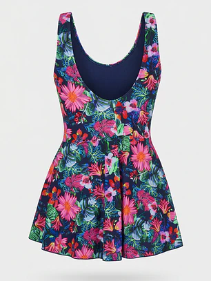 Traje De Baño Floral Mujer Azul 