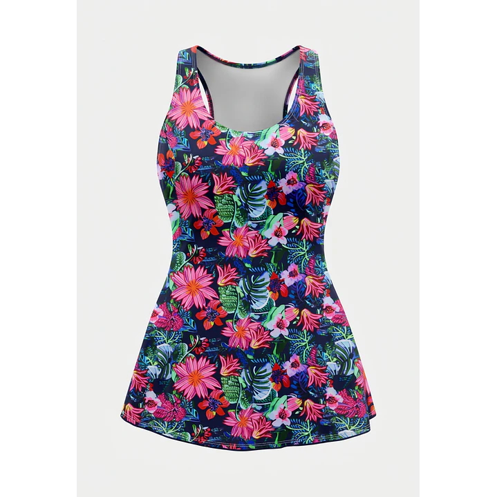 Traje De Baño Floral Mujer Azul  1