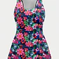 Traje De Baño Floral Mujer Azul  - Miniatura 1
