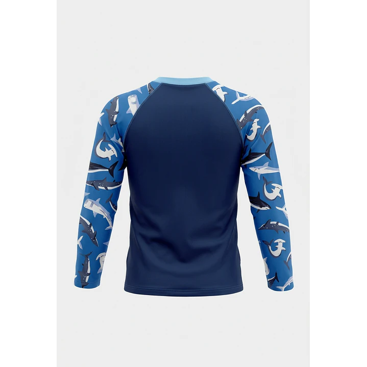 Traje Baño Polera UV Tiburon Niño Azul 2
