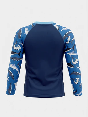 Traje Baño Polera UV Tiburon Niño Azul