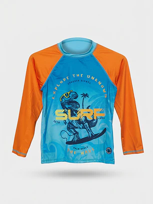Traje Baño Polera UV Tiburon Niño Celeste