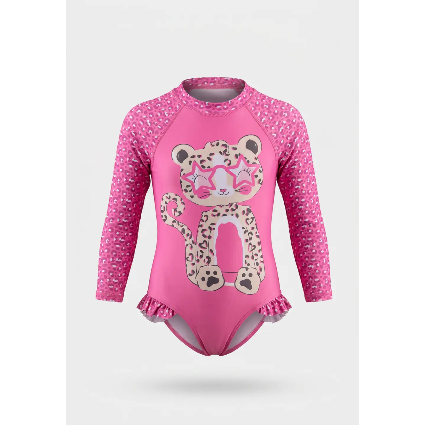 Traje Baño Entero Leopardo Niña Rosado 1