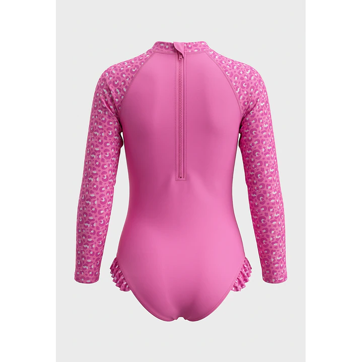 Traje Baño Entero Leopardo Niña Rosado 2