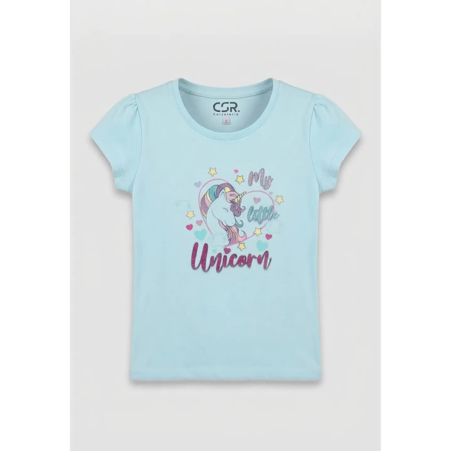 Pijama Corto Unicornio Niña Celeste 2