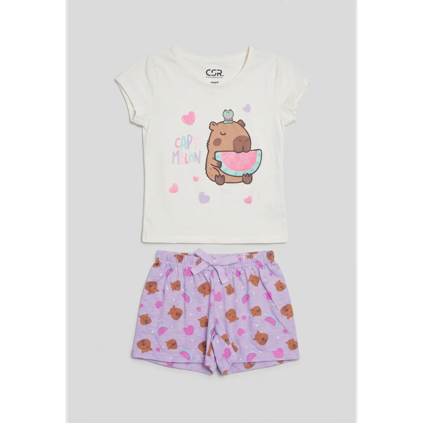 Pijama Corto Capibara Niña Morado 1