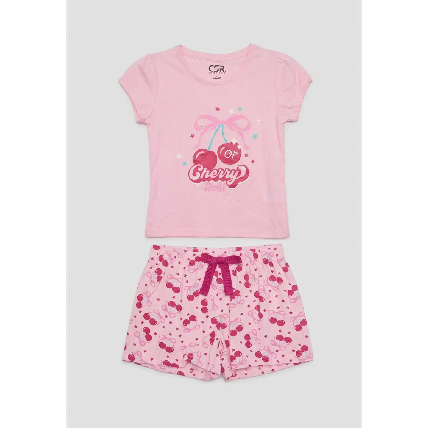 Pijama Corto Cherry Niña Rosado 1