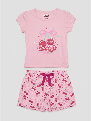 Pijama Corto Cherry Niña Rosado