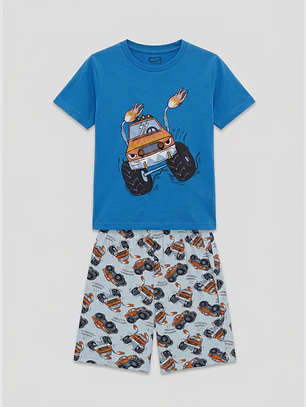 Pijama Corto Diseño Niño Azul