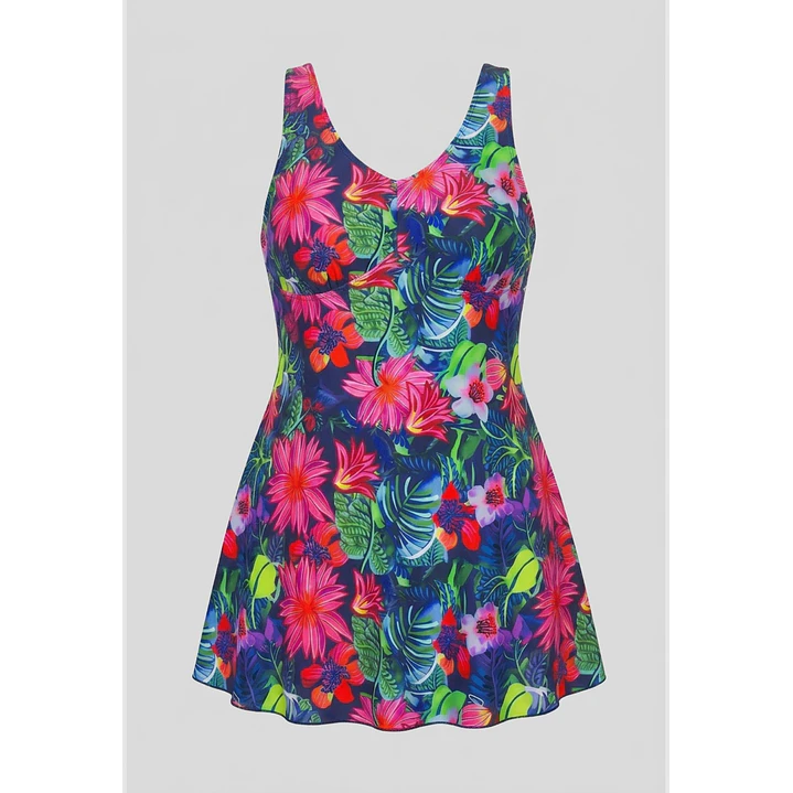Traje De Baño Floral Mujer Azul  1