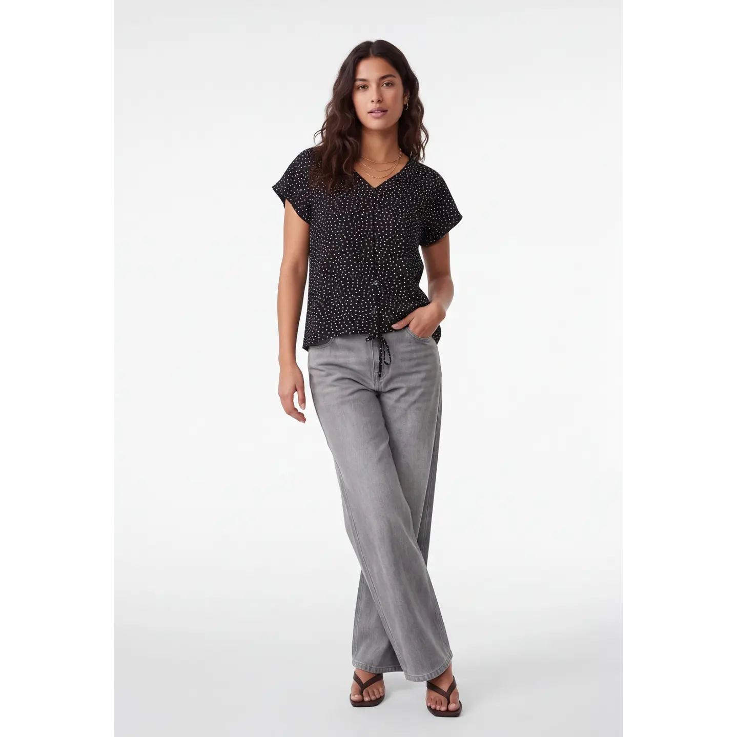 Polera Lunares Mujer Negro 3