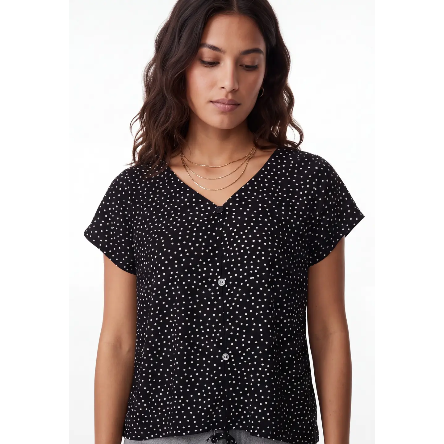 Polera Lunares Mujer Negro 1