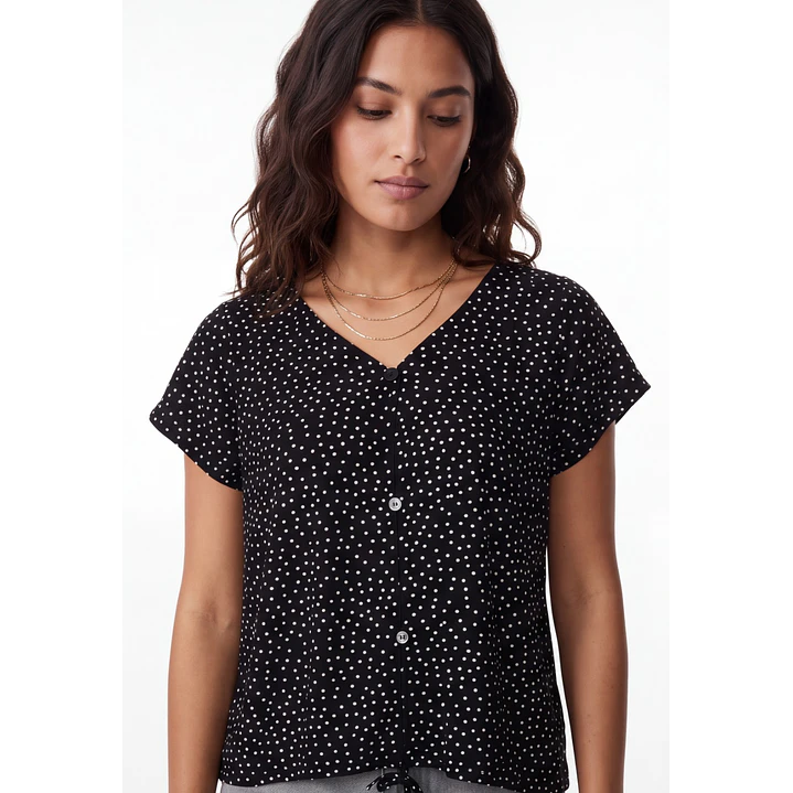 Polera Lunares Mujer Negro 1