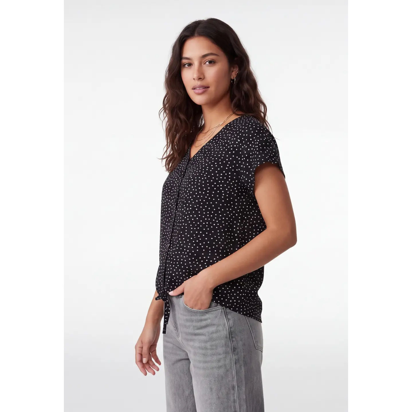 Polera Lunares Mujer Negro 4