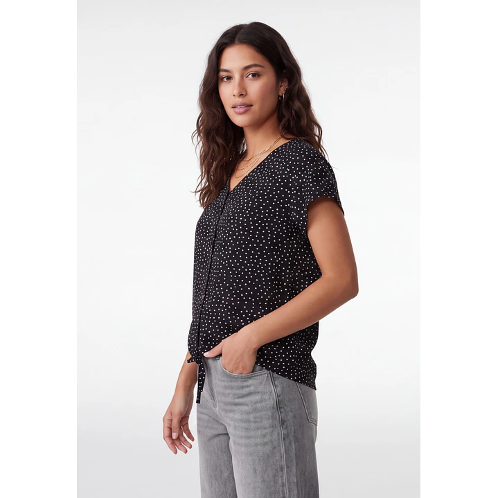 Polera Lunares Mujer Negro 4